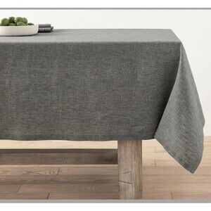 Crate & Barrel Shiloh Grey EasyCare Tablecloth – 60x90, PVC-Coated Cotton ($130)